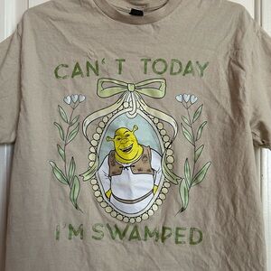 Gildan Beige Shrek Graphic Tee - Green & Yellow Print